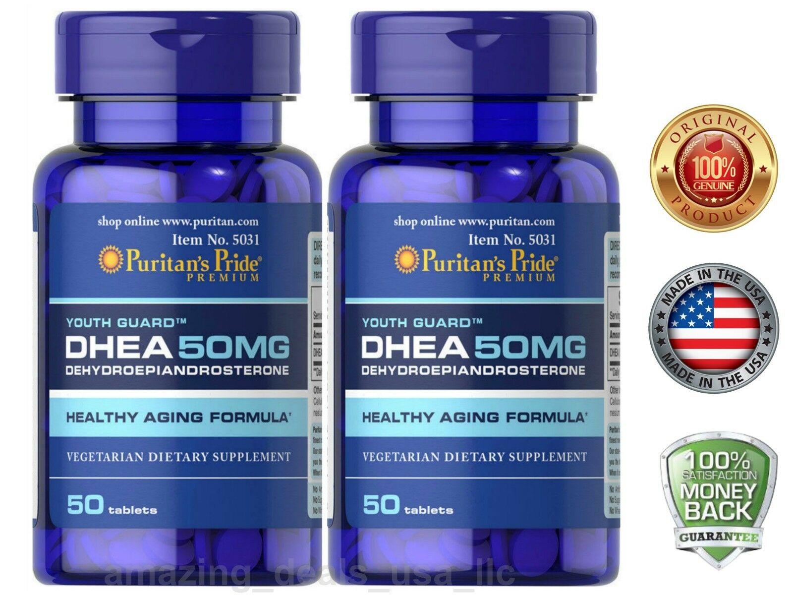 Puritan's Pride DHEA 50mg Build Muscle Burn Fat Weight Loss Stamina