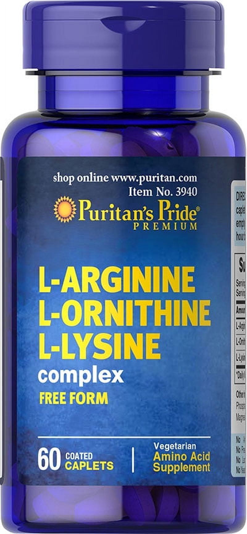 Puritan's Pride LArginine LOrnithine LLysine 60 Caplets