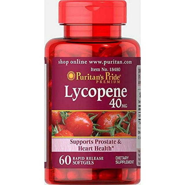 Puritan's Pride Lycopene 40mg, Prostate & Heart Health Support, Antioxidant, 60 Softgels
