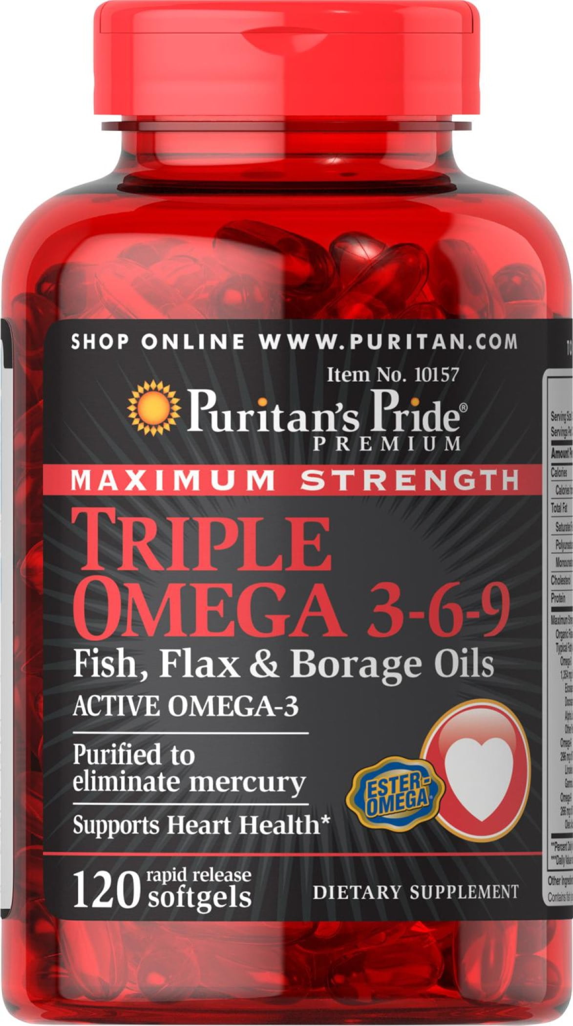 Puritan's Pride Maximum Strength Triple Omega 369 Fish, Flax & Borage