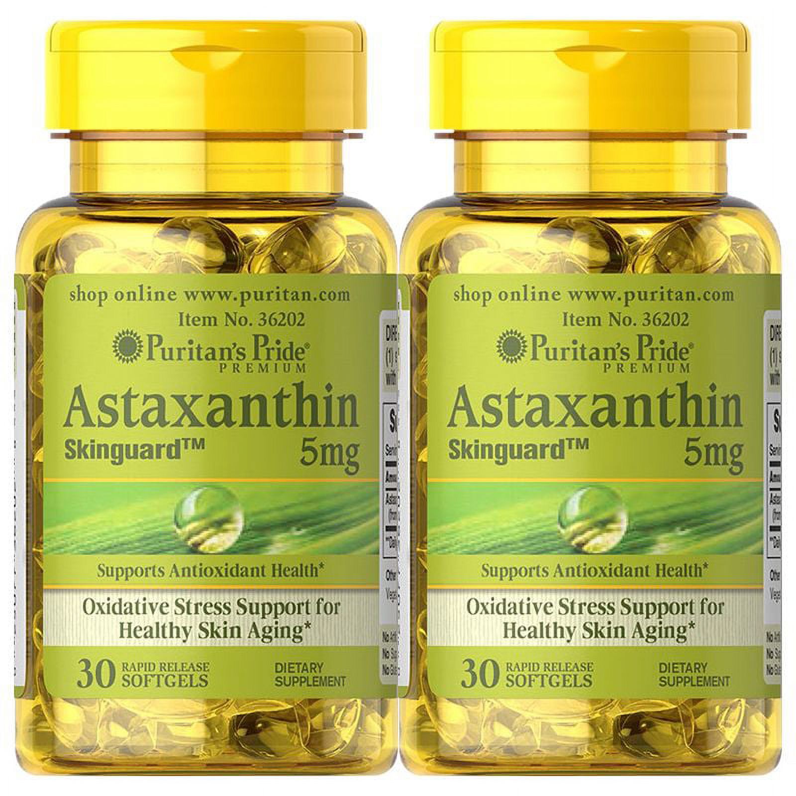 Puritan's Pride Natural Astaxanthin 5 mg 30 Softgels 2 Pack