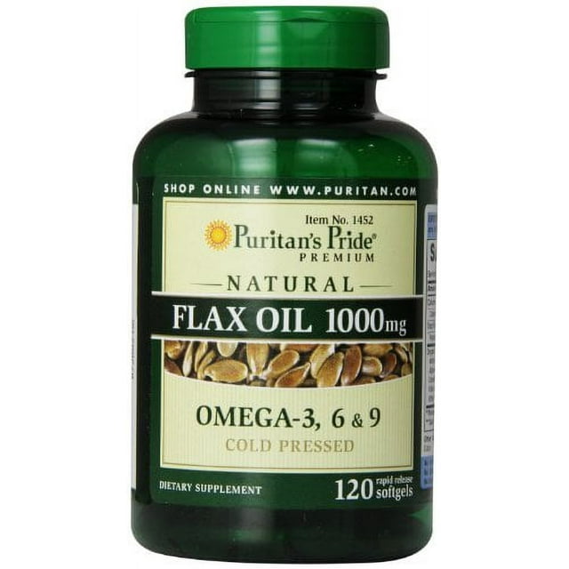 Puritan's Pride Premium Natural Flax Oil 1000 mg Omega3, 6 & 9 Cold