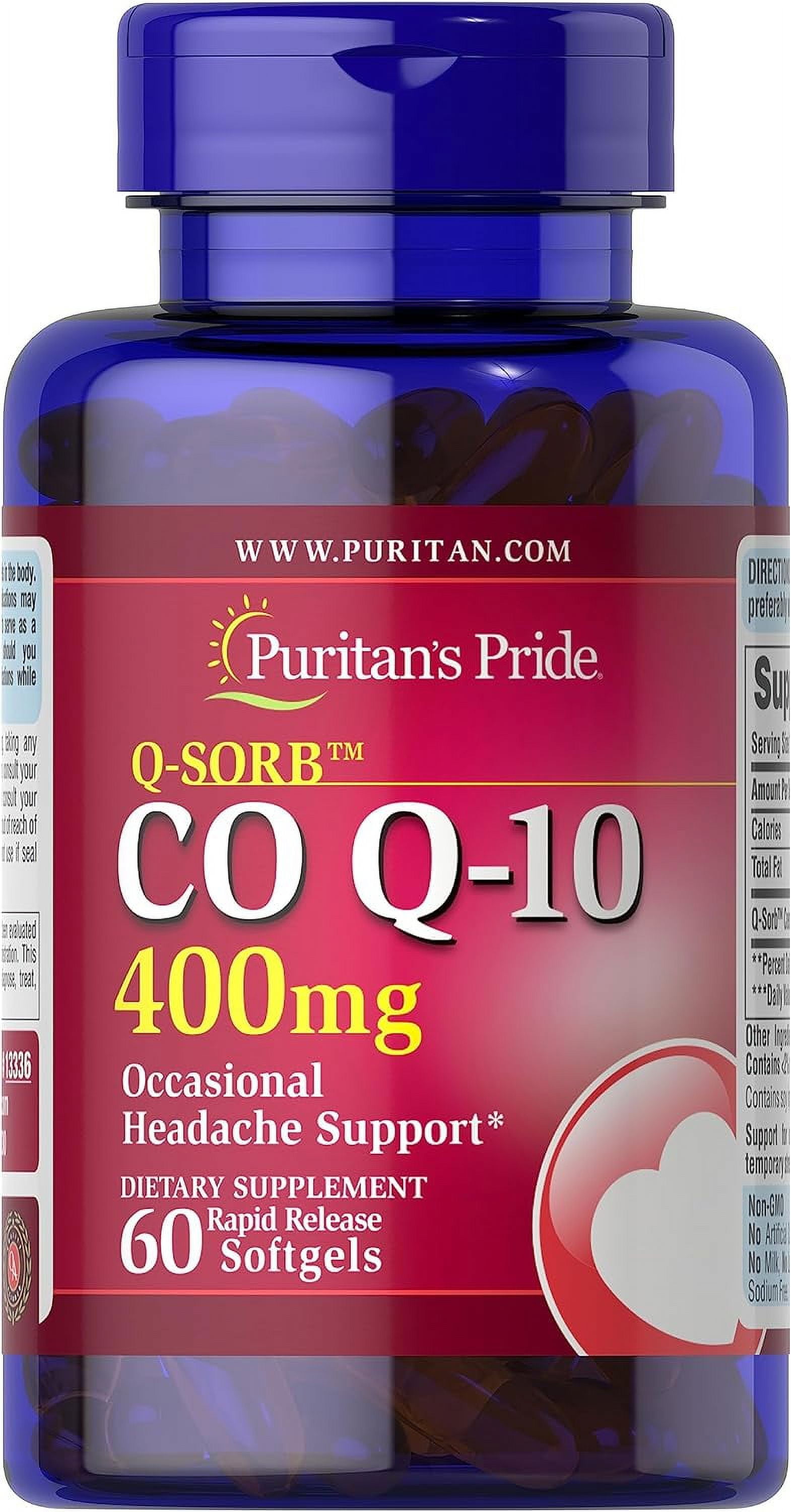 Puritan's Pride Qsorb CoQ10 400 Mg60 Rapid Release Softgels for Heart