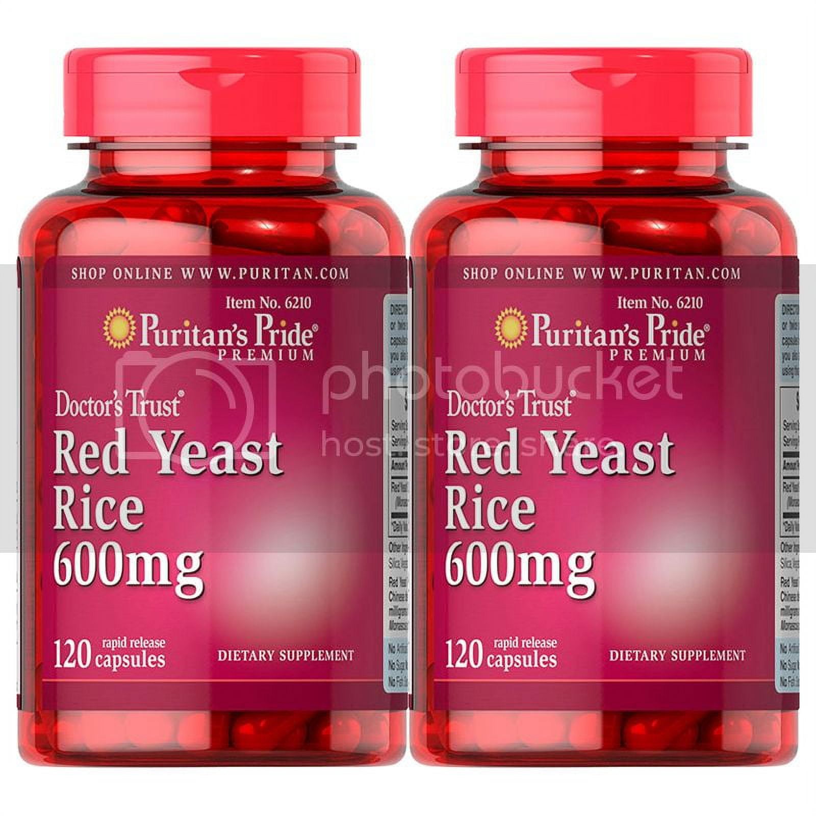 Puritan's Pride Red Yeast Rice 600 mg 120 Capsules (2 PACK)