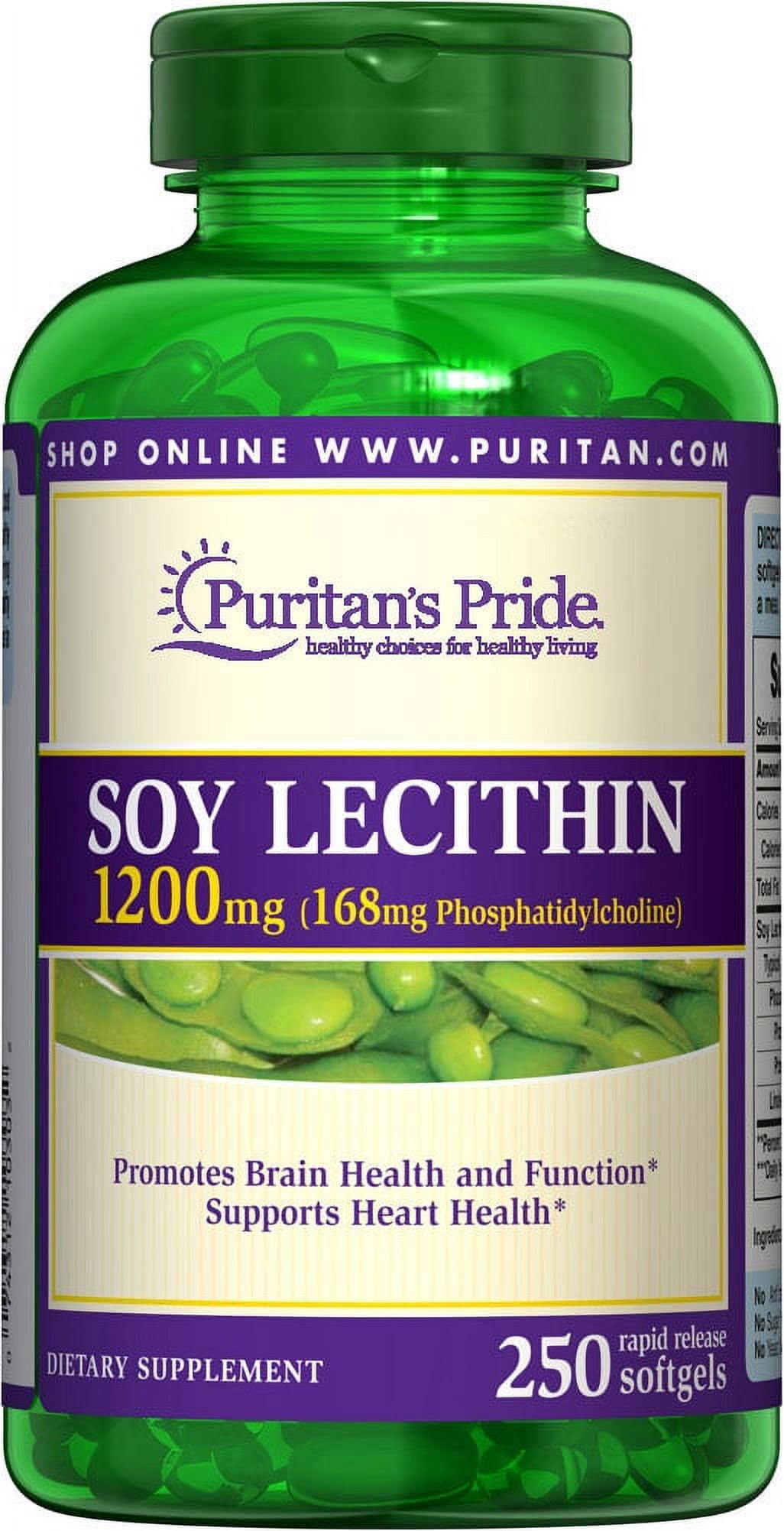 Puritan's Pride Soy Lecithin 1200 Mg Supplements, 250 Capsules Count