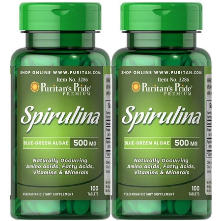 Puritan's Pride Spirulina 500 mg 100 Tablets (2 PACK)