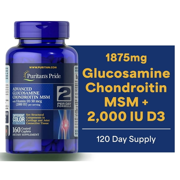 Puritan's Pride Triple Strength Glucosamine Chondroitin with Vitamin D3-160 Caplets