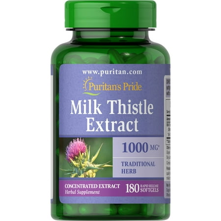 Puritan's Pride of Milk Thistle 4:1 Extract 1000 Mg (Silymarin)-180 Softgels