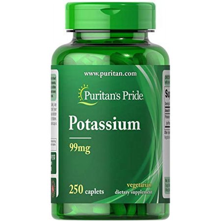 Puritans Pride Potassium 99 Mg Caplets, 250 Count