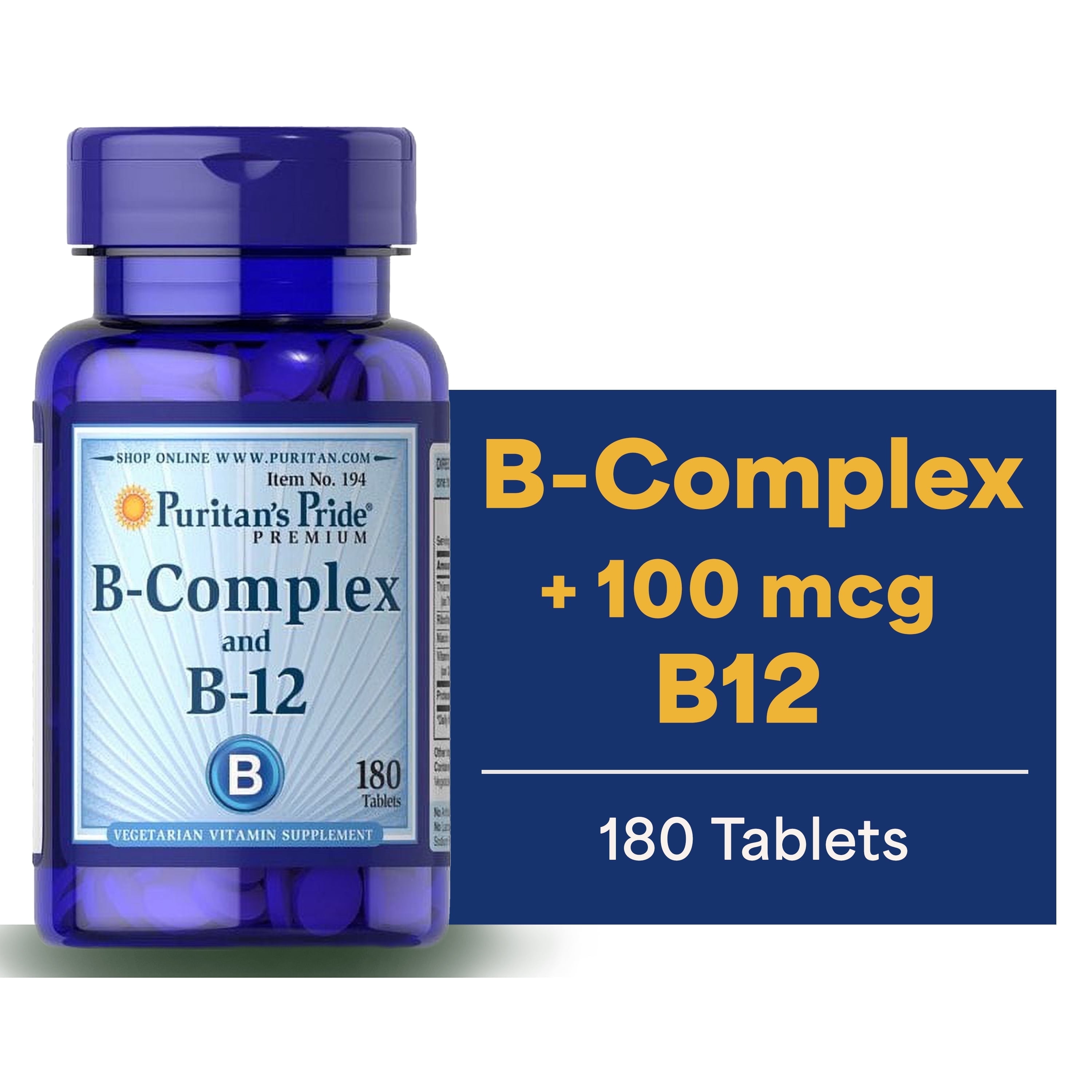 Puritans Pride Vitamin B-Complex and Vitamin B-12, 180 Count