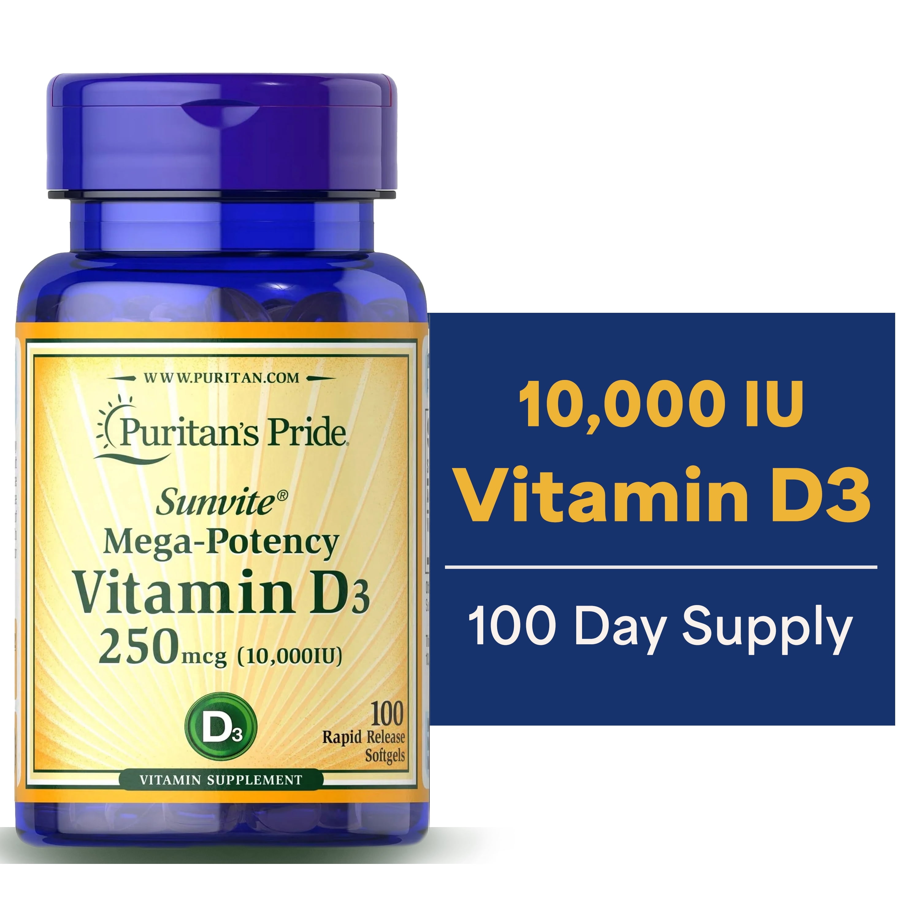 Puritans Pride Vitamin D3 10,000 IU, 100 Count