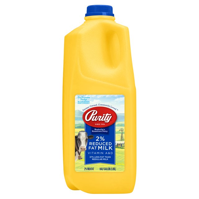 Purity 2 Reduced Fat Milk, Half Gallon