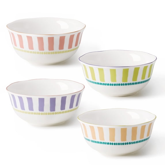 Carote 4-Piece Ceramic Cereal Bowls Set, Soup Bowls for Cereal, Salad, Oatmeal and Dessert, Kitchen Serving Bowls