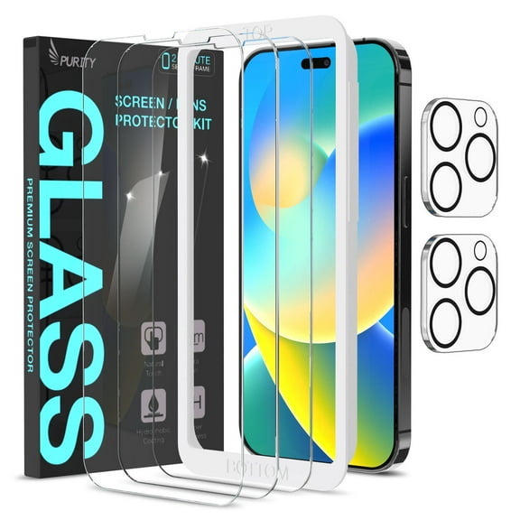 Purity (5 in 1) 3 Pack Screen Protector   2 Pack Camera Lens Protector for iPhone 14 Pro