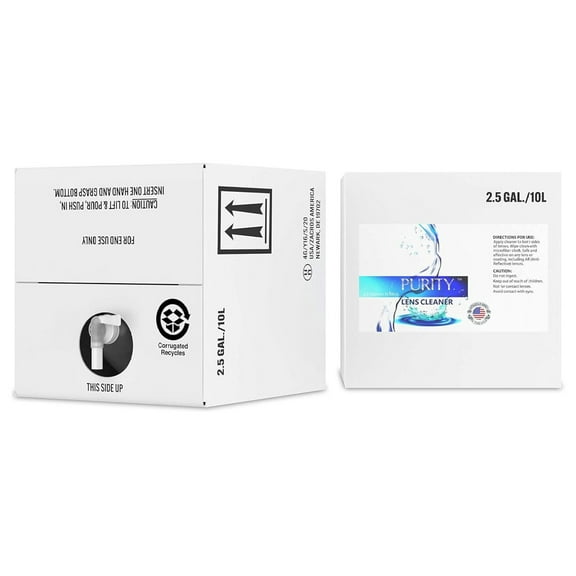 Purity Eyeglass Lens Cleaner - Refill Lens Cleaning Cubitainer - Safe for All Lenses (AR Coated Included), Eyeglasses and Screens - Made in USA - Clear, 2.5gal 320 Fl Oz (Pack of 1)