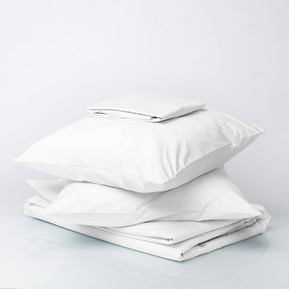 Purity Home Percale Weave Deep Pocket Organic Cotton Sheet Set Queen Artic White