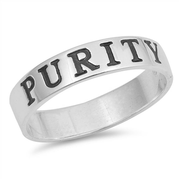 Purity Script Word Promise Ring .925 Sterling Silver Trust Band Jewelry Female Male Unisex Size 9