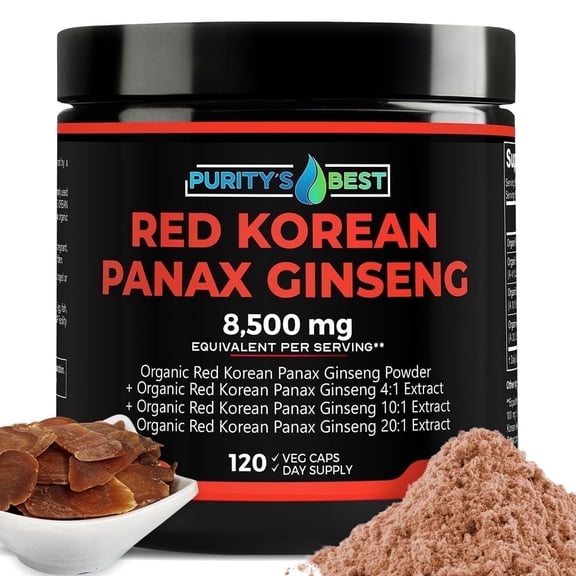 Puritys Best Ginseng Supplement Capsules Immune System Support 120 Count