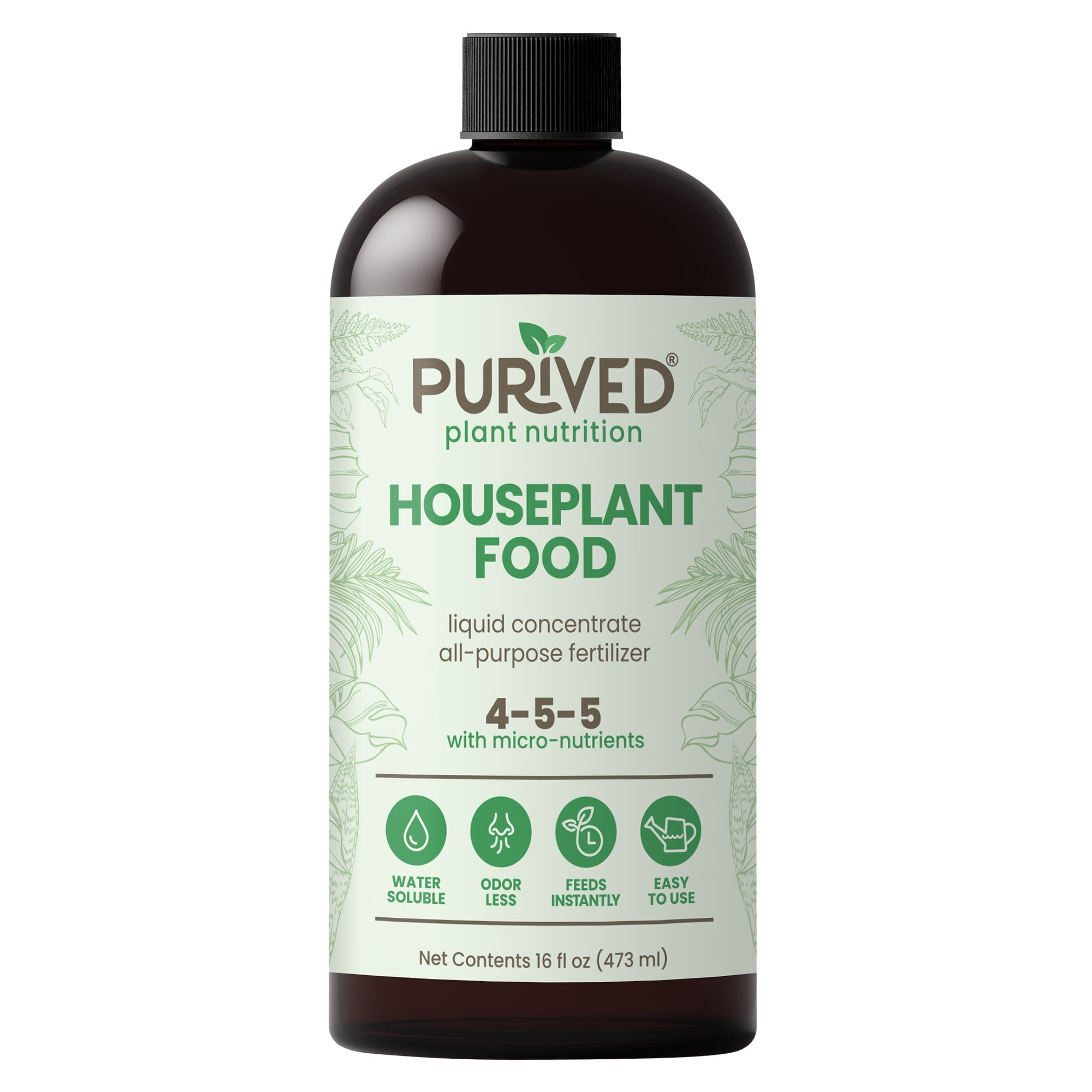 Purived 16oz All-Purpose Liquid Plant Fertilizer - Makes 50 Gallons, for  Indoor Houseplants, All-Natural, Groundwater Safe, Made in USA