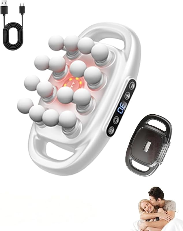 Purivil Pro Massager - 16 Head Massage Gun Deep Tissue, 30 Intensity Levels, 3 Smart Modes Quiet Percussion Massagers for Legs, Waist, Buttocks Muscles (White)