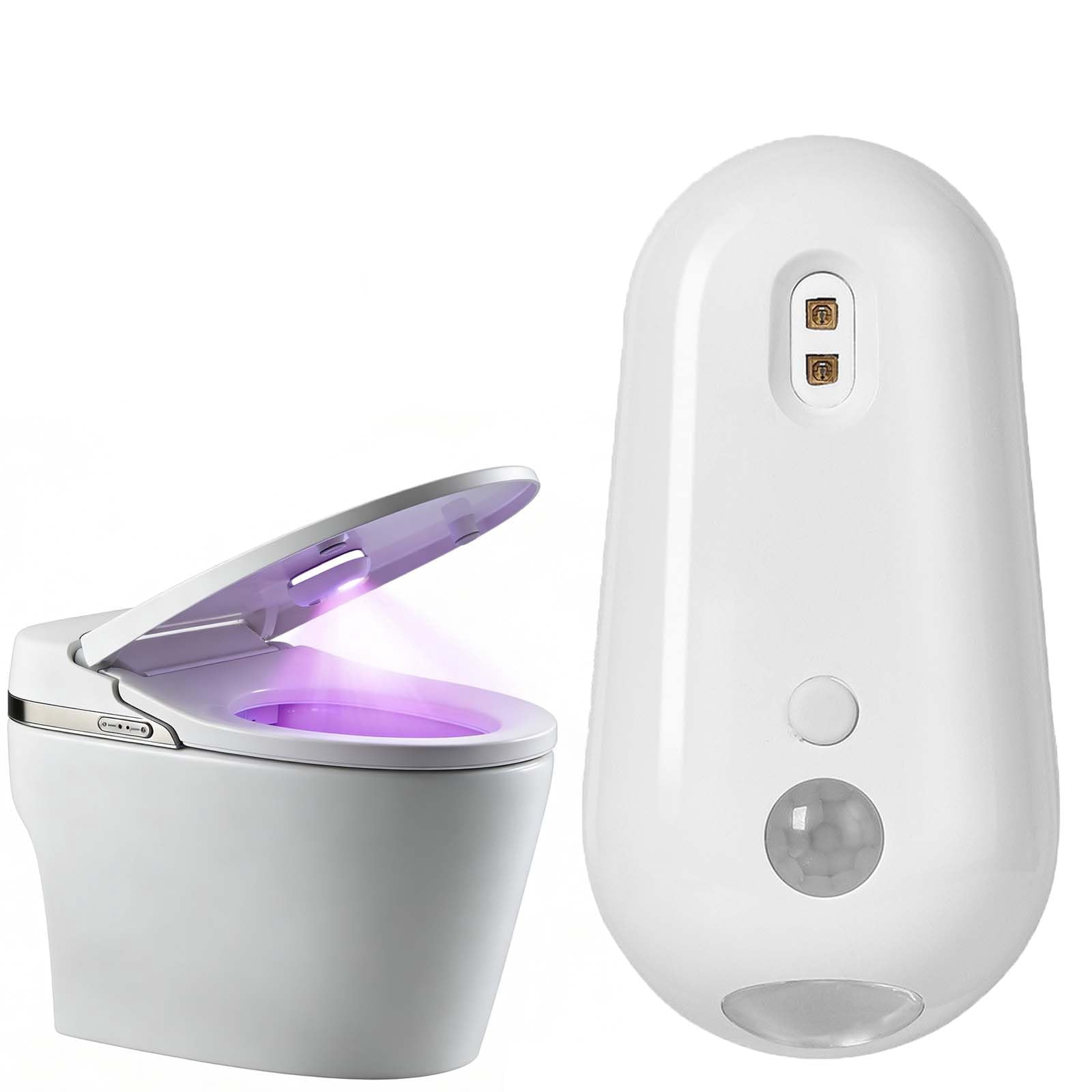 UV Toilet Light – Motion-Activated, Rechargeable with Night Light, Adhesive-Mounted for Bathroom