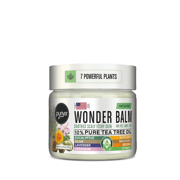 Puriya Wonder Balm, Extra Strength Itch Relief and Skin Comfort for Athletes and Active Professionals, Plant-Based Cream Soothes Rash, Ringworm, Dry, Irritated Skin on Feet, Groin and Body (2 oz)