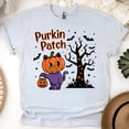 thumbnail image 1 of Purkin Patch Cat Shirt, Cute Pumpkin Cat Halloween Tee, Ash, Size L, 1 of 6