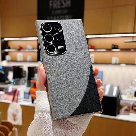 Purluct Slim Designed for Samsung Galaxy S22 Ultra Case,Paper-Thin Back Case [Anti-Fingerprints & Color-matching]Ultra Protective Cover with Camera Protection for Men Women,Grey+Black