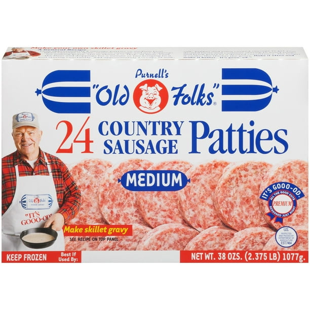Purnell's "Old Folks" Medium Patties Breakfast Country Sausage, 38