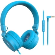 Puro Sound Labs PuroBasic Volume Limiting Wired Headphones for Kids, Foldable & Adjustable Headband w/Microphone, Compatible with Smartphones, Tablets and PC’s -Blue
