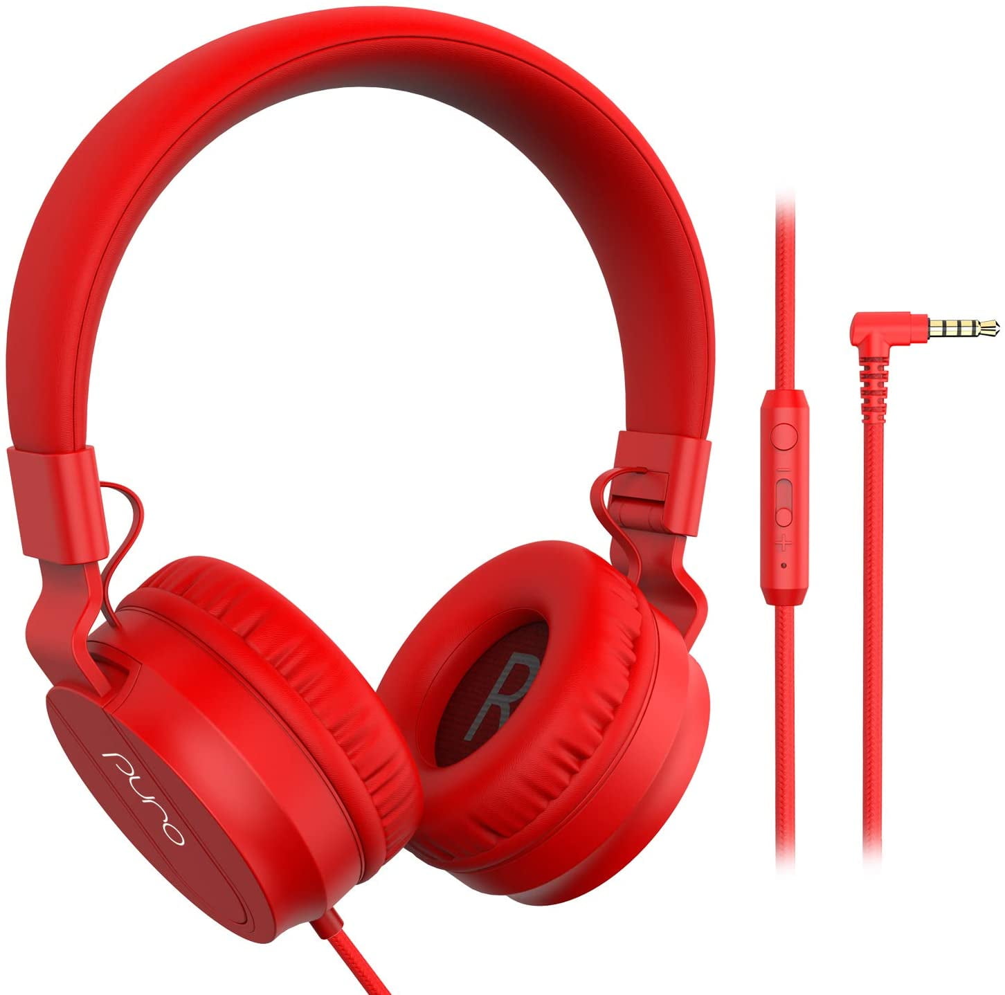 PuroBasic Kids Wired Headphones Volume Limiting Foldable w Mic Compatible with Devices Red Walmart