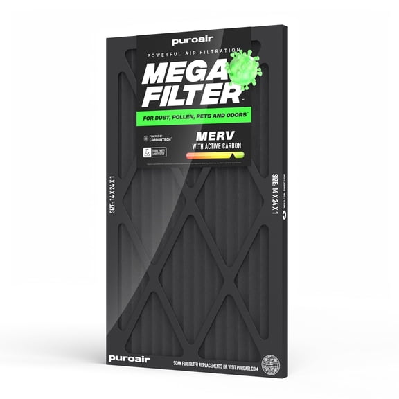PuroAir Mega Filter - MERV 13 14x24x1 Air Filters with Carbon