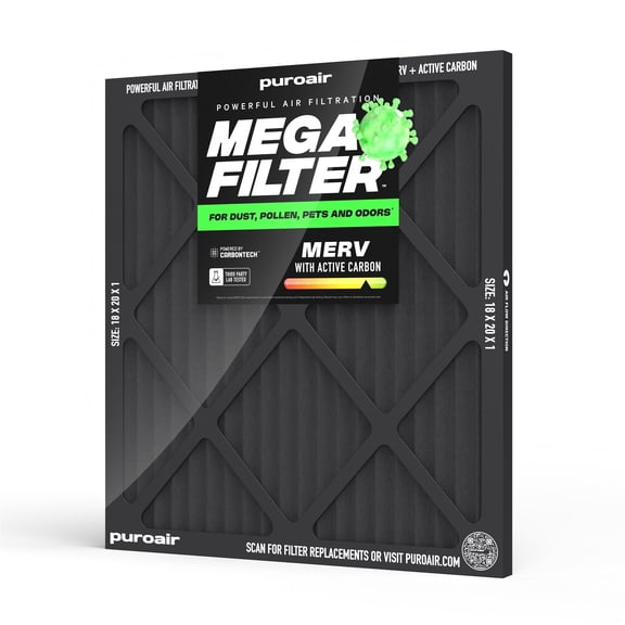 PuroAir Mega Filter - MERV 13 18x20x1 Air Filters with Carbon
