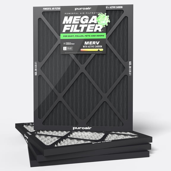 PuroAir Mega Filter MERV 13 20x25x1 Air Filters for Home (4 pack)