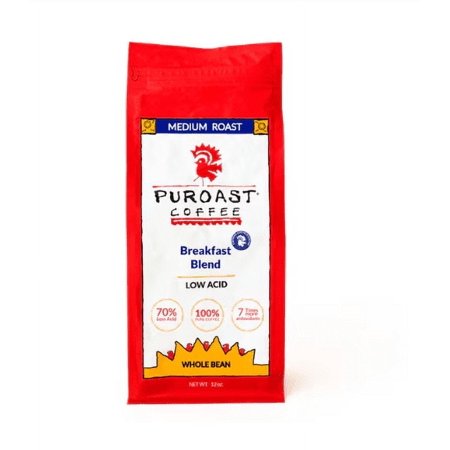Puroast Low Acid Breakfast Blend Medium Whole Bean Coffee -- 12 oz