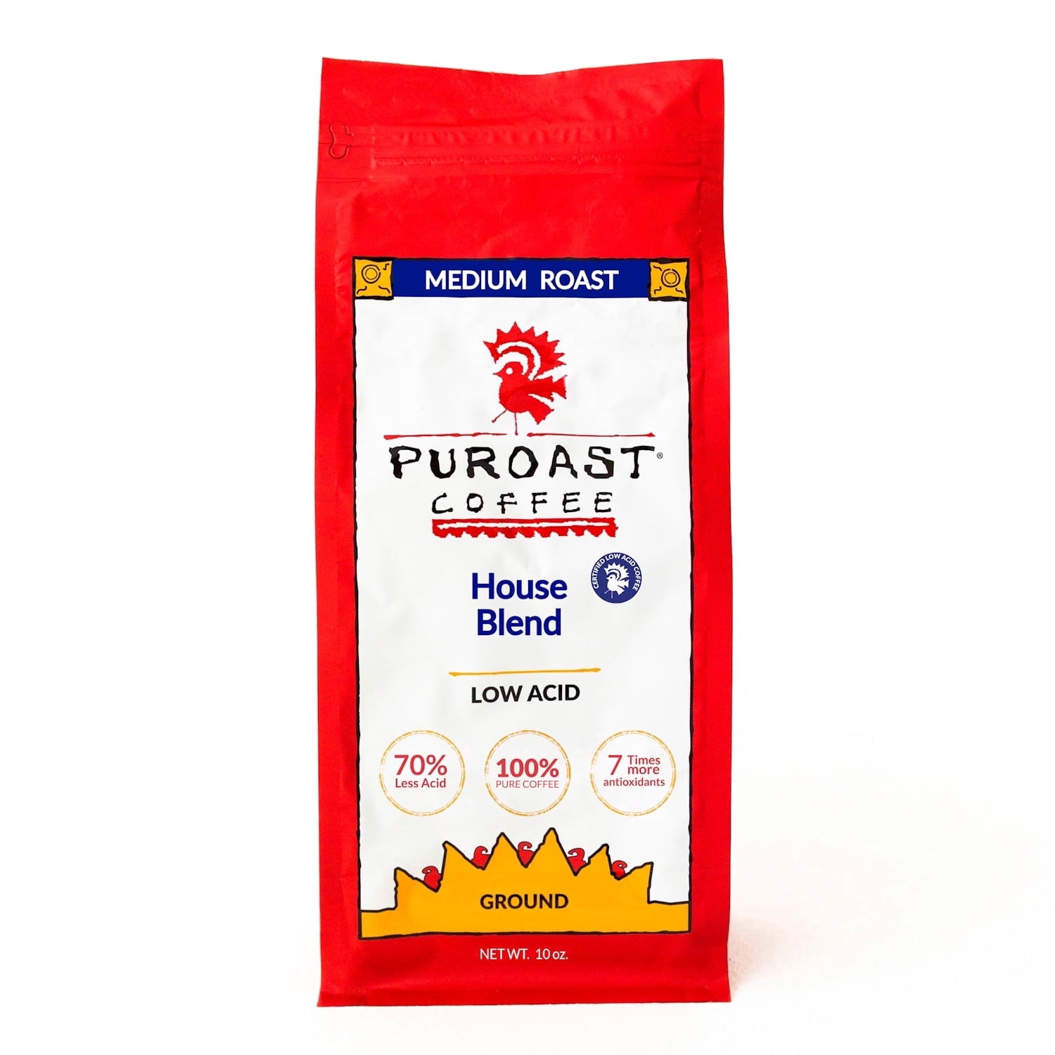 Puroast Low Acid Coffee 12 oz House Blend Ground - Walmart.com