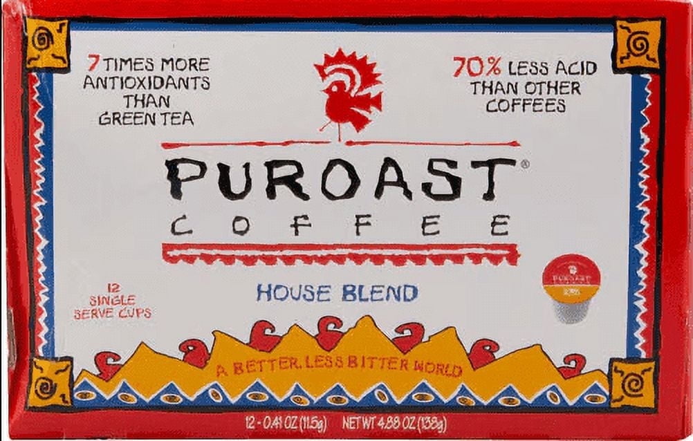 Puroast Low Acid Coffee House Blend - 12 K-Cups Pack of 4