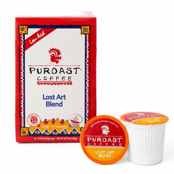 Puroast Low Acid Coffee Lost Art 12 Count - Single Serve - Certified Low Acid Coffee