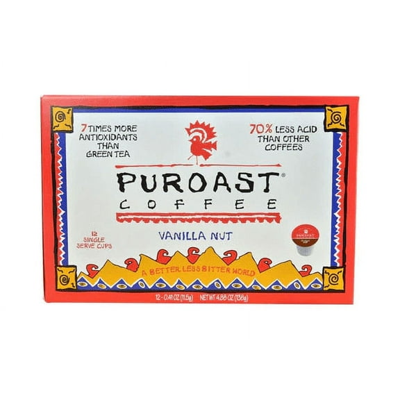 Puroast Low-Acid Coffee Single Serve Vanilla Nut - 12 K-Cups Pack of 2