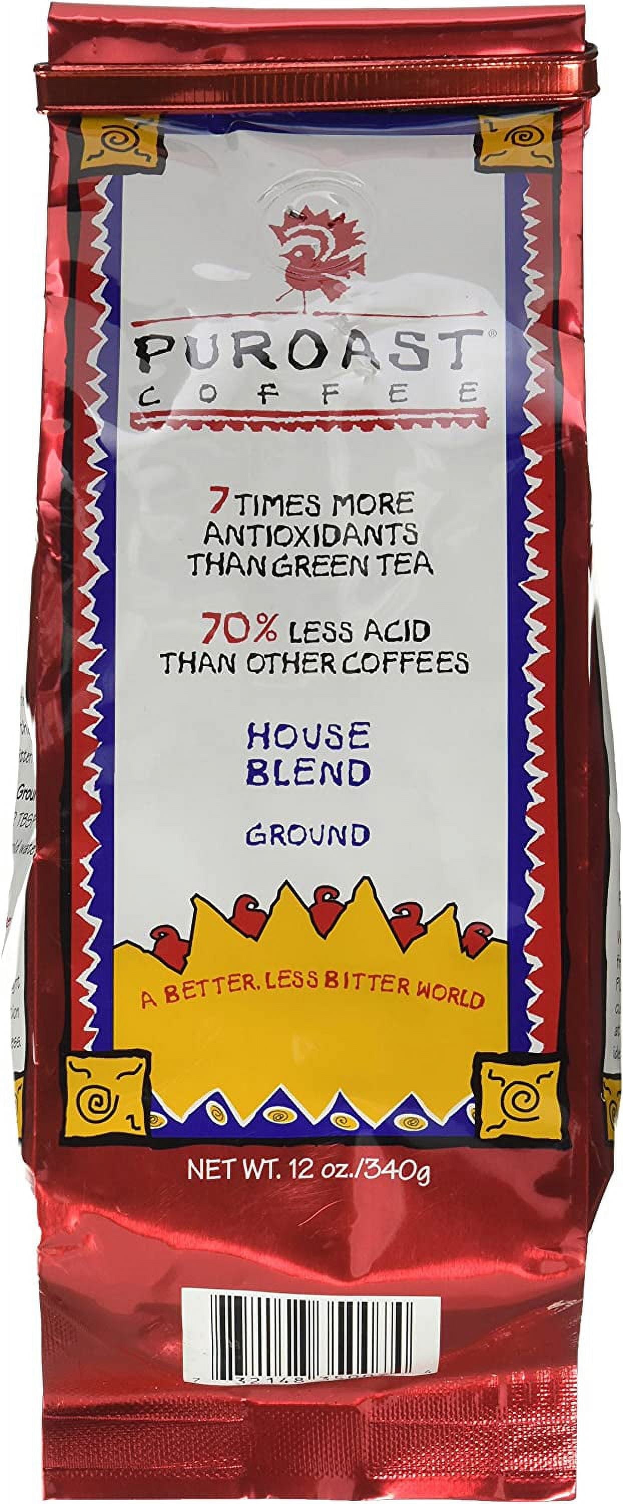 Puroast Low Acid Ground Coffee House Blend - 12 oz Pack of 4