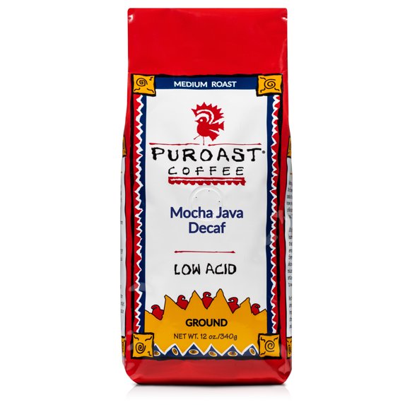 Puroast Low Acid High Antioxidant Decaf Mocha Java Ground Coffee, 12 oz Bag