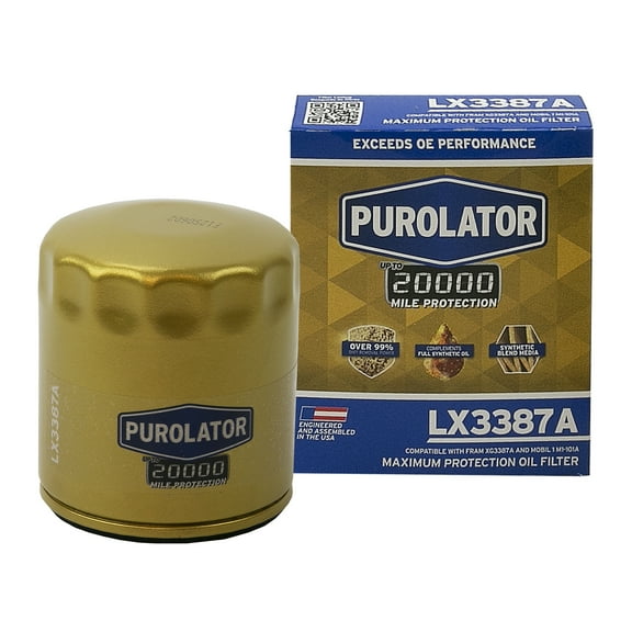 Purolator LX3387A Purolator 20K Oil Filter with 20,000 Mile Protection for Select SAAB, Cadillac, Jeep, Chevrolet, and more