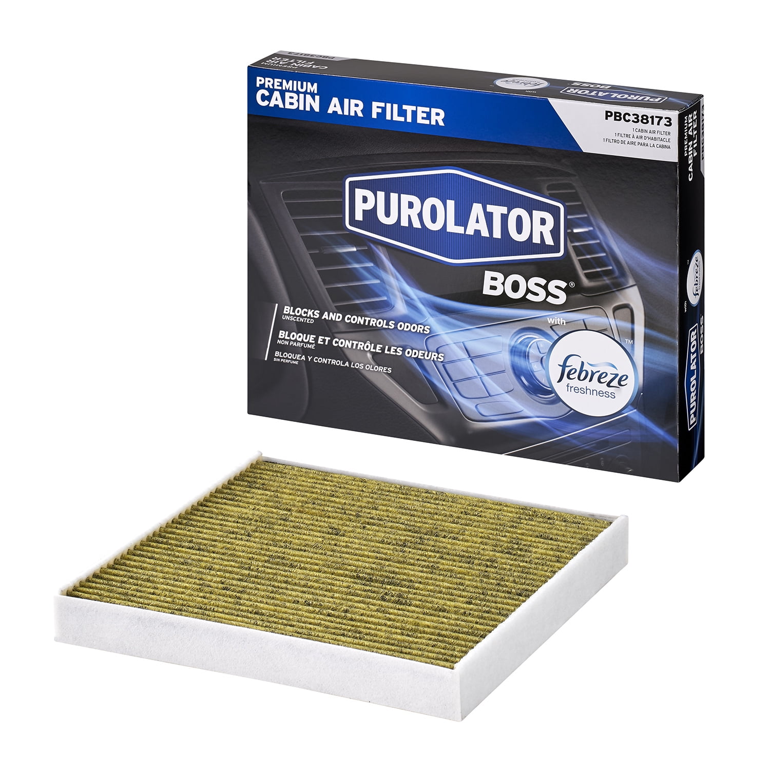 PUROLATORBOSS Purolator Cabin Air Filter with Febreze Freshness Purolator BOSS PBC38173 for Chevrolet, GMC