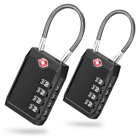 Puroma 2 Pack TSA Approved Luggage Locks, 4 Digit Combination Travel Padlock, Resettable Security Lock for Suitcase, Backpack, Gym Locker, Toolbox