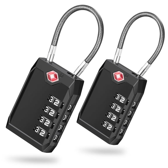 Puroma 2 Pack TSA Approved Luggage Locks, 4 Digit Combination Travel Padlock, Resettable Security Lock for Suitcase, Backpack, Gym Locker, Toolbox