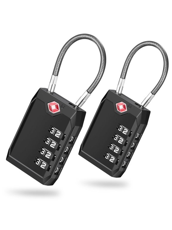 2 Pack TSA Approved Luggage Locks, 4 Digit Combination Travel Padlock, Resettable Security Lock for Suitcase, Backpack, Gym Locker, Toolbox