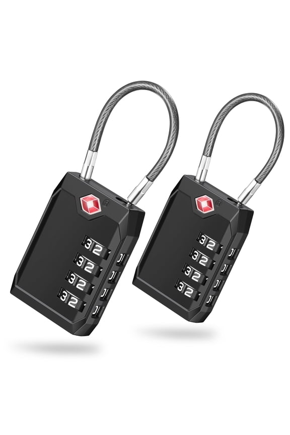 2 Pack TSA Approved Luggage Locks, 4 Digit Combination Travel Padlock, Resettable Security Lock for Suitcase, Backpack, Gym Locker, Toolbox