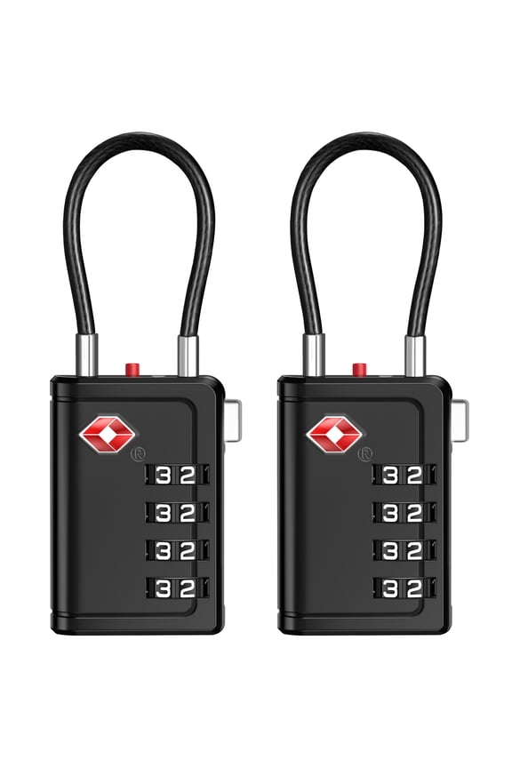 2 Pack TSA Approved Luggage Locks with Open Alert Indicator, 4 Digit Combination Resettable Code TSA Locks for Luggage for Suitcase, Backpack, Bag, Toolbox, Locker