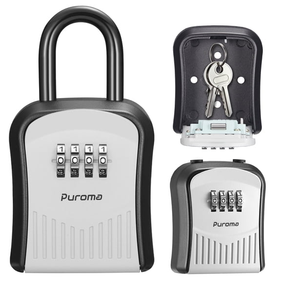 Puroma Lock Box Combination Key Lock Box (1 Pack, Gray)