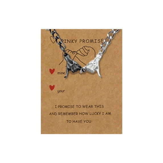 Purowzwe Black & Silver Pinkie Promise Keychain - Modern Matching Couples Gift Set for Valentine's Anniversary